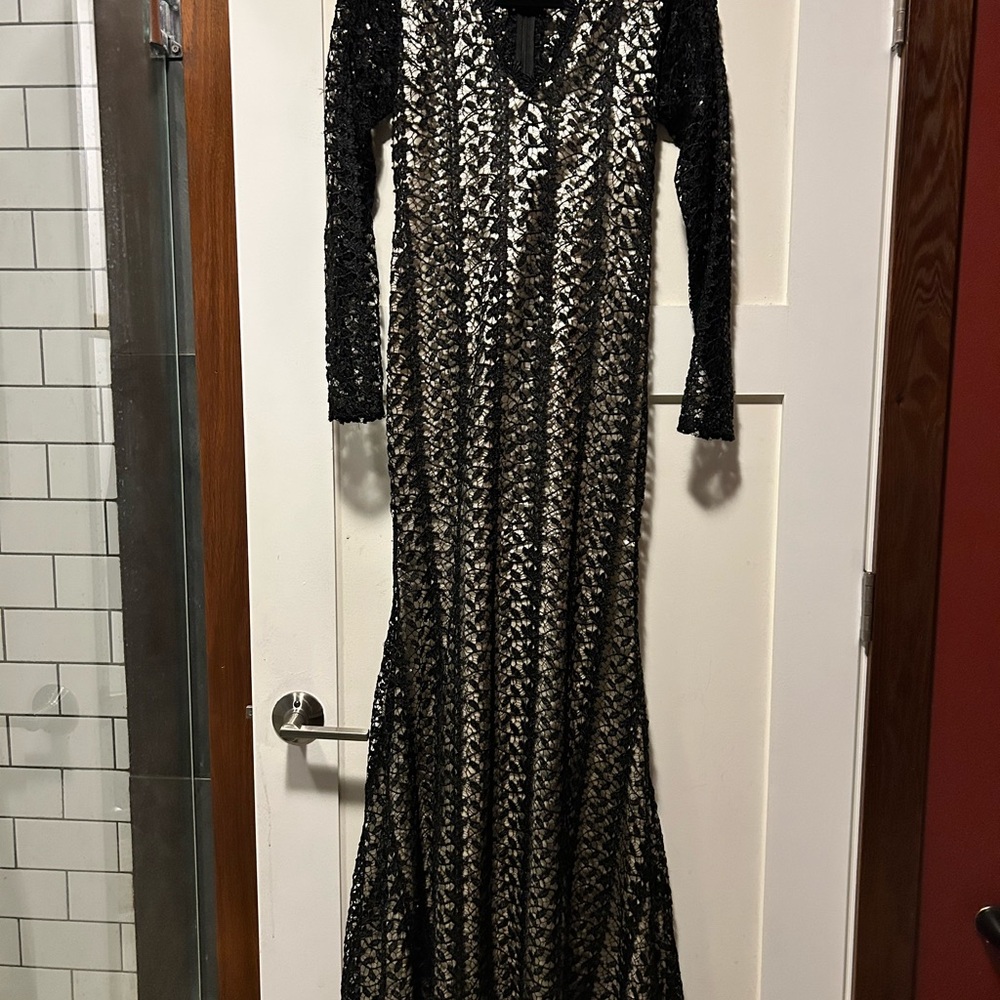 Elegant Black and Gold Evening Gown